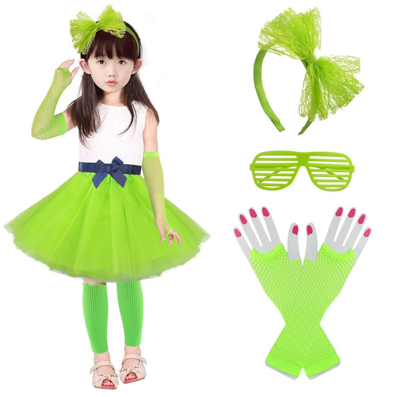 Miayon Kids 6 in 1 Costume Accessories 1970s 1980s Fancy Outfits and Dress for Cosplay Party Theme Party for Girl - Image 5